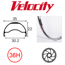 RIM 29er x 30mm - VELOCITY BLUNT 35 - 36H - (662 x 30) - Presta Valve - Disc Brake - D/W - HAND POLISHED - Tubeless Ready - (ERD 597)