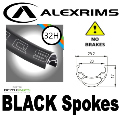 WHEEL - NO BRAKE FITMENT - 26" Alex SD20 32H P/j Black Rim, TRACK FIXED/FREE Nutted (120mm OLD) Sealed Novatec Black Hub, BLACK Spokes