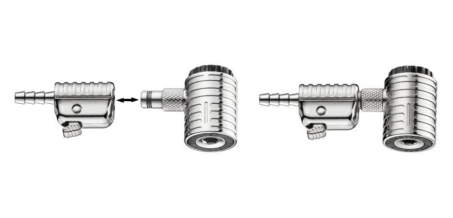Auto head pump connection, locks on to valve automatically, for A/V & P/V, for hose inner dia 4-6mm