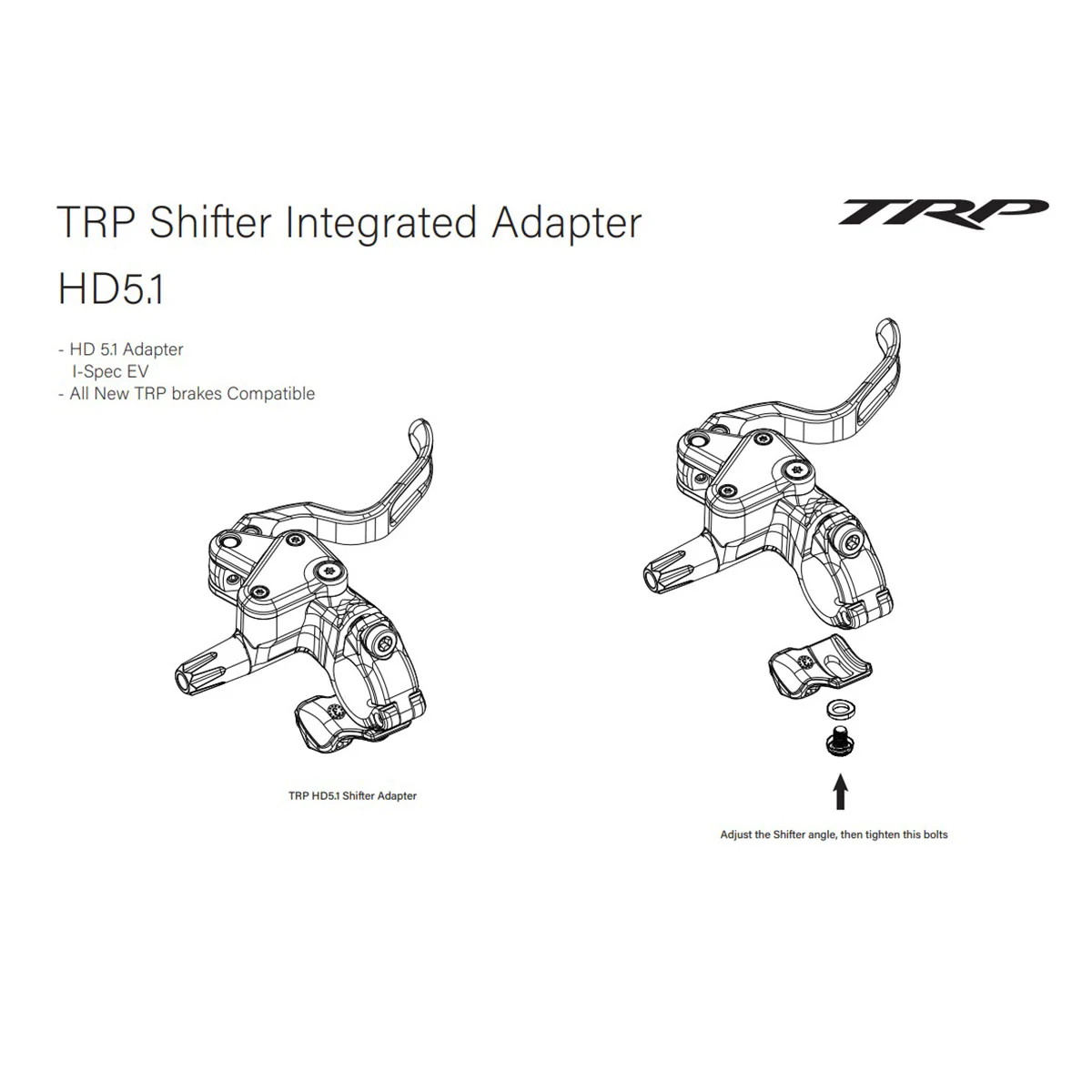 TRP DHR EVO PRO/EVO X Right Hand, SHIMANO EV Mod. HD5.1, Shifter/dropper post adaptor kit for TRP C2.3RX/EVO PRO