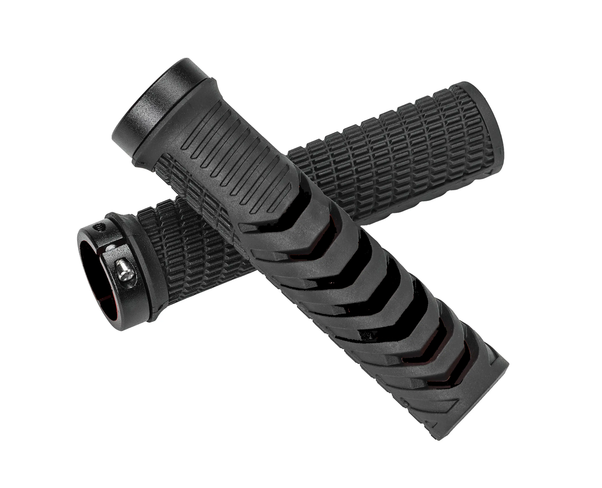 GRIPS - Lock-On MTB Grips, GRS material, alloy clamp in black, ID: 22.2mm x OD: 32mm x L: 135mm