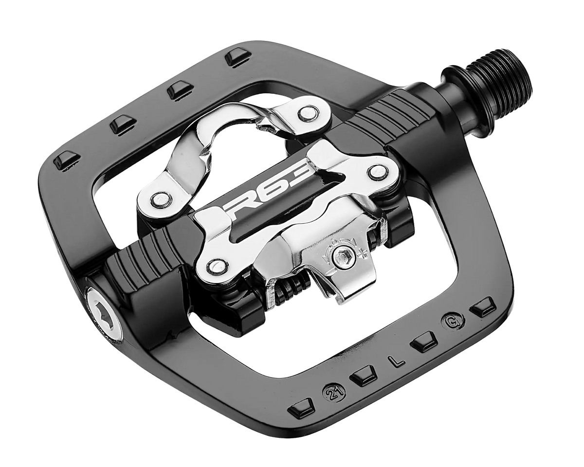 PEDALS - Dual Function Pedal, recycled alloy body, 9/16" cr-mo axle, Sealed Bearings, BLACK (SPD cleat compatible, cleats NOT included)