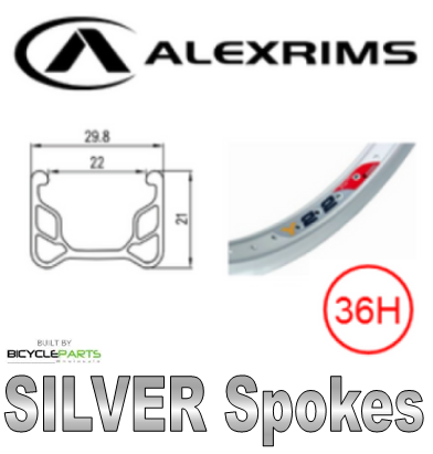 WHEEL - 20" Alex Y22 36H Silver Rim, FRONT 3/8" Nutted (100mm OLD) Loose Ball Joytech Silver Hub, SILVER Spokes