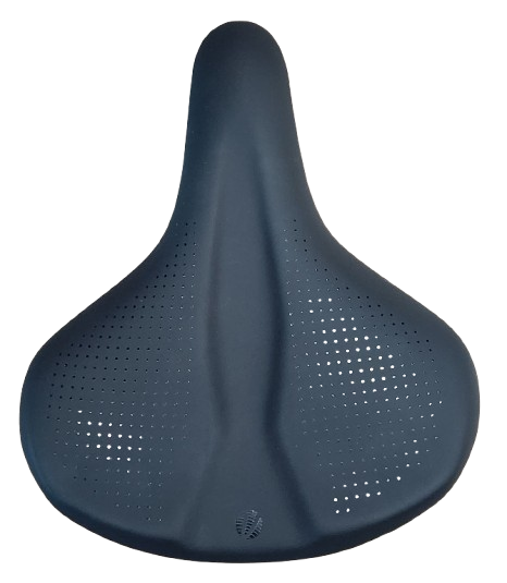 Saddle, D2 base, black steel rail, w/o clamp, 260x197mm, VELO PLUSH (Integrated handle for lifting bike)