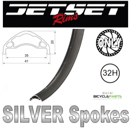WHEEL - 20" Jetset AE-35+ 32H S/j Black Rim, 8/11 SPEED 12mm T/A (148mm OLD) Centerlock Disc Sealed Novatec BOOST Black Hub, SILVER Spokes