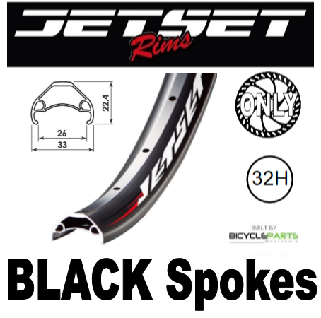 WHEEL - 24" Jetset HC-E331 32H P/j Matt Black Rim, 1 SPEED CASS 12mm T/A (142mm OLD) 6 Bolt Disc Sealed Novatec Black Hub, BLACK Spokes