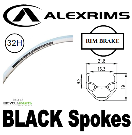 WHEEL - 700C Alex DC19 32H P/j Silver Rim, FRONT Q/R (100mm OLD) Loose Ball Velocity Silver Hub, BLACK Spokes