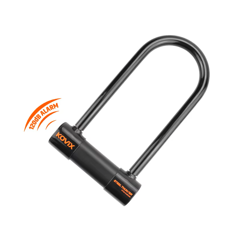 ALARM U-LOCK, 14mm x 300mm, built-in 120dB anti-theft alarm, suitable for bikes & scooters, includes CR2 battery - KOVIX