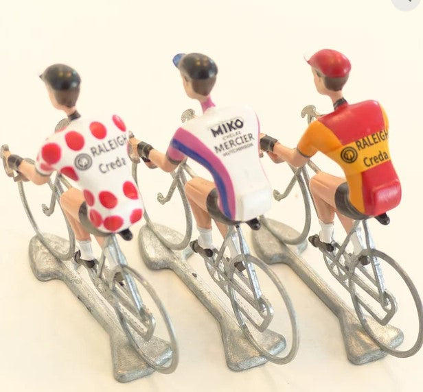 FLANDRIENS Models, 3 x Hand painted Metal Cyclists, Zoetemelk in 3 types jerseys