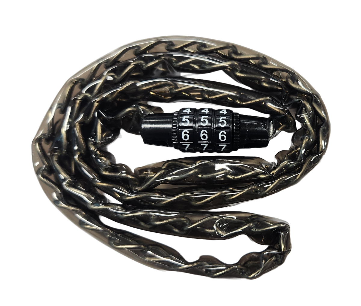 Lock, Combination chain lock , 3mm x 900mm, 3 digit code, BLACK
