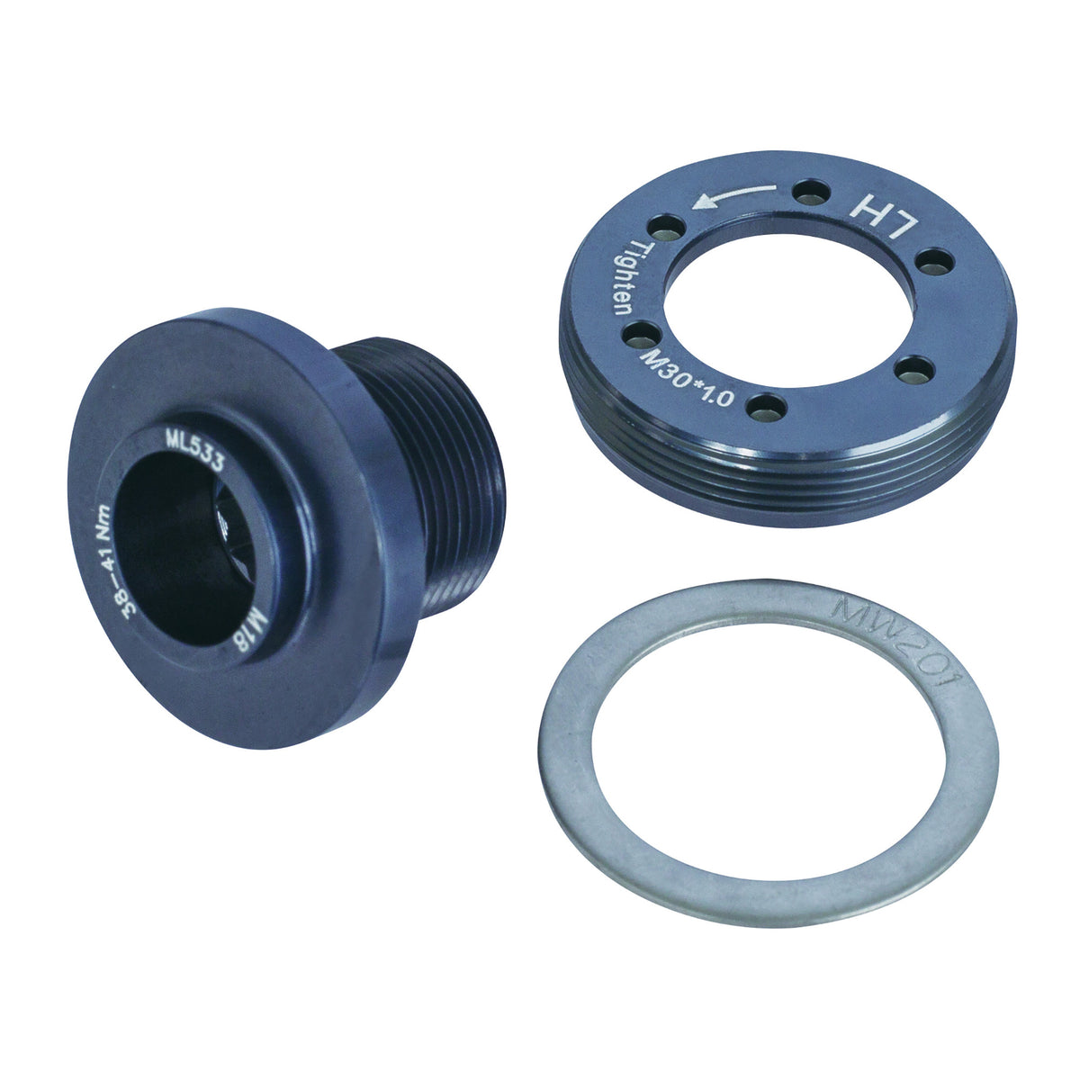 Bolt - Crank Bolt Alloy M18 w/Self-locking nut for FSA BB30 Carbon cranks Anod gray blue,QR-19