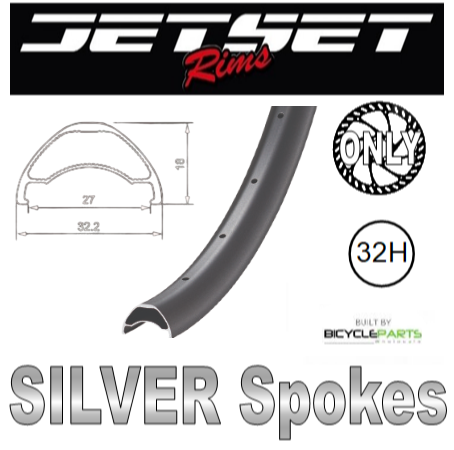 WHEEL - 27.5/650B Jetset AM-27 32H S/j Black Rim, FRONT 15mm T/A (110mm OLD) Centerlock Disc Sealed Novatec BOOST Black Hub, SILVER Spokes
