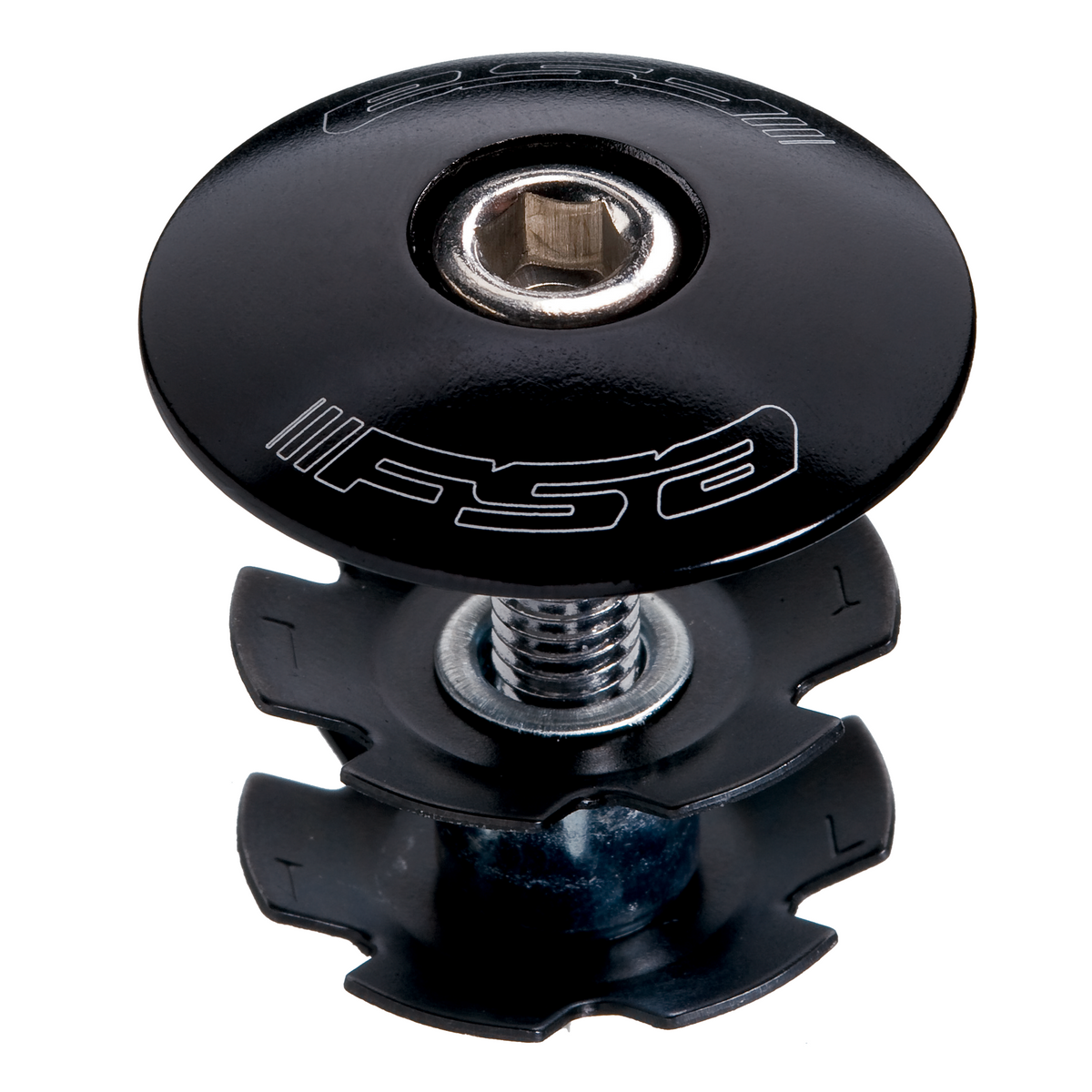 Star Nut & Top Cap - Anod Black 1-1/8" w/FSA Stainless bolt,TH-874-1