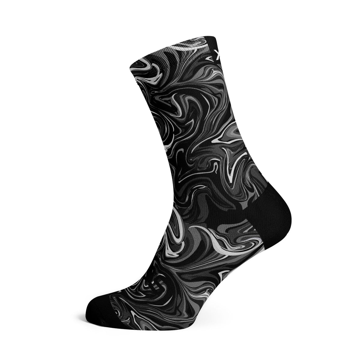 Marble Black - Size L (US 9-13) - SOX Footwear Performance Socks - 1 Pair