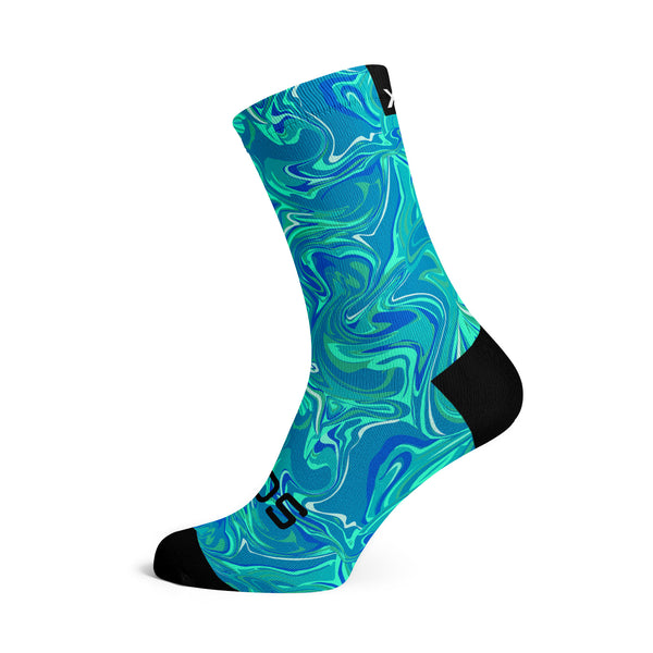 Marble Blue - Size L (US 9-13) - SOX Footwear Performance Socks - 1 Pair