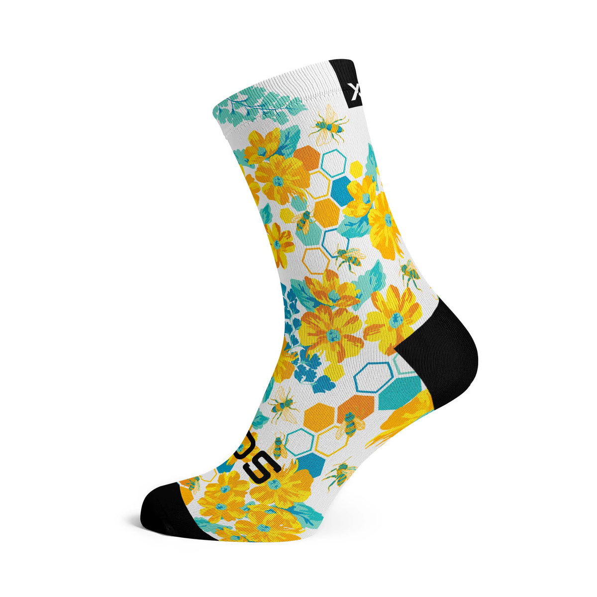 Honey Bees - Size M (US 5-9) - SOX Footwear Performance Socks - 1 Pair