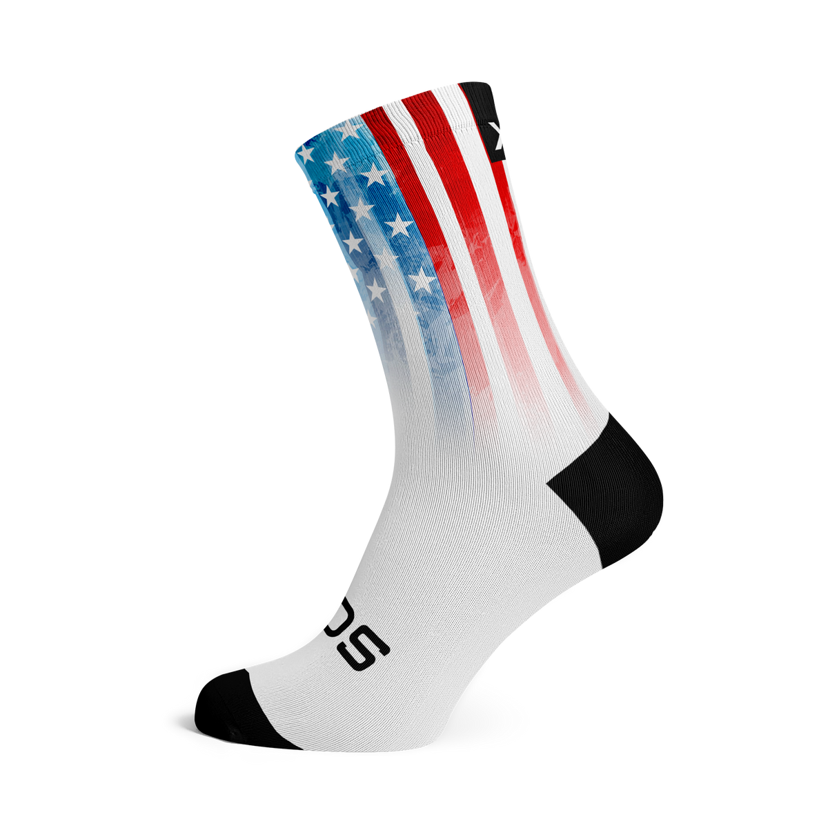 USA Paint Flag - Size L (US 9-13) - SOX Footwear Performance Socks - 1 Pair