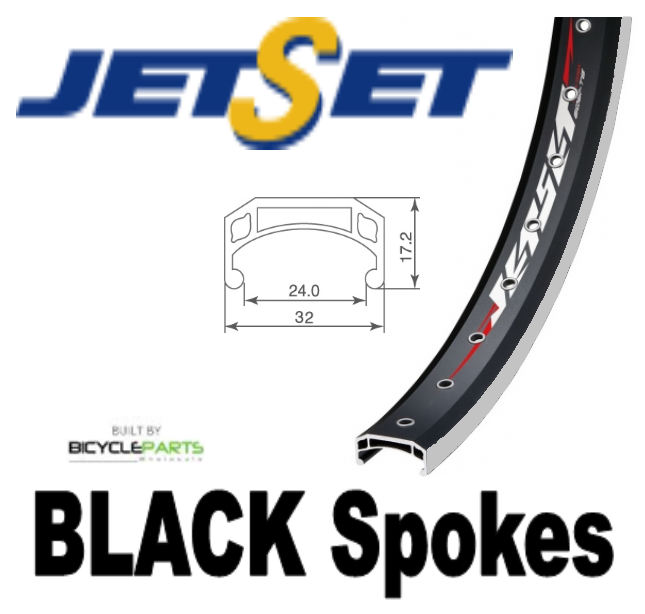 WHEEL - 24" Jetset CH-308A 36H Black Rim, 8/10 SPEED Nutted (135mm OLD) 6 Bolt Disc Sealed Novatec Black Hub, BLACK Spokes