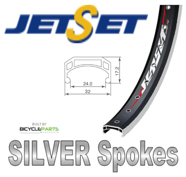 WHEEL - 24" Jetset CH-308A 36H Black Rim, 8/10 SPEED Nutted (135mm OLD) 6 Bolt Disc Sealed Novatec Black Hub, SILVER Spokes