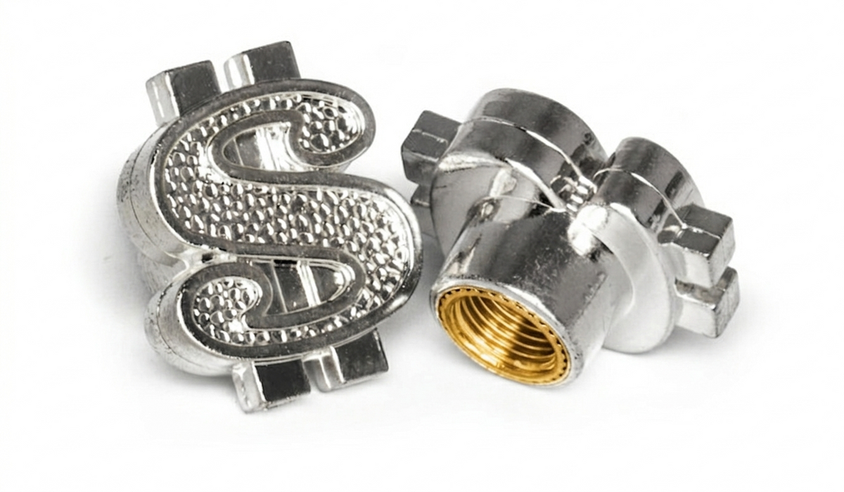 A/V Cap - Money Sign, Silver, Sold Individually