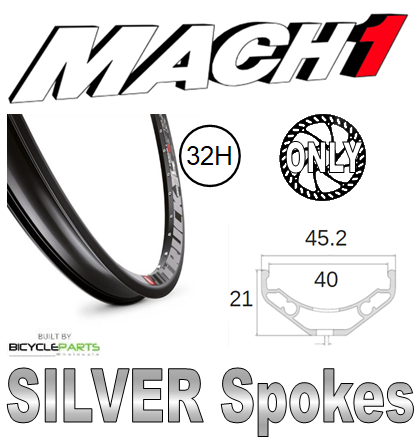 WHEEL - 27.5/650B Mach1 Trucky-40 32H P/j Black Rim, FRONT 15mm T/A (110mm OLD) Centerlock Disc Sealed Novatec BOOST Black Hub, SILVER Spokes