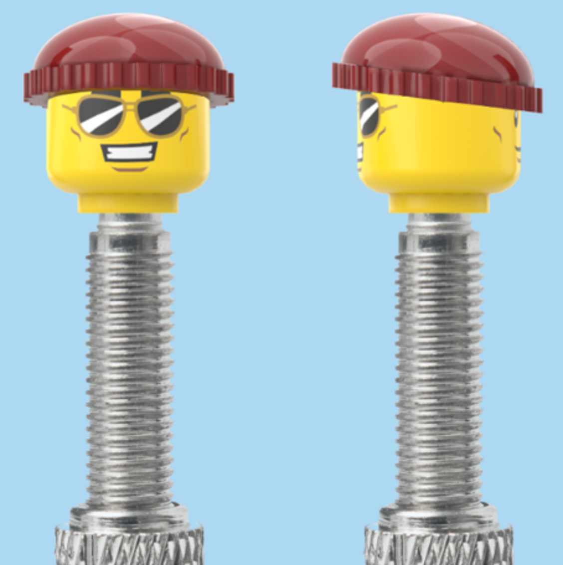 2 Faces | Sunglasses with Cheesy Smile | Normal Smile Face | Brown Beanie | FV | Brick Caps | Sold as Pair