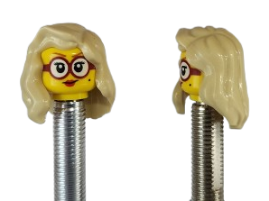 Red Lipstick & Glasses | White Long Hairdo | FV | Brick Caps | Sold as Pair