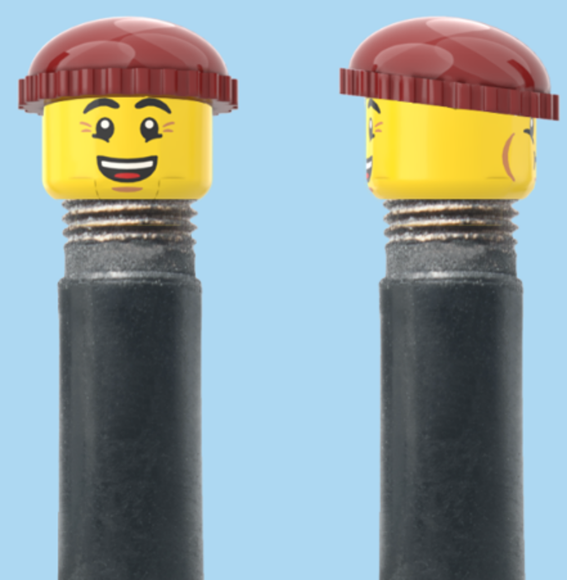 2 Faces | Bursting Cheeks Face | Wrinkle Eyes Face | Brown Beanie | AV | Brick Caps | Sold as Pair