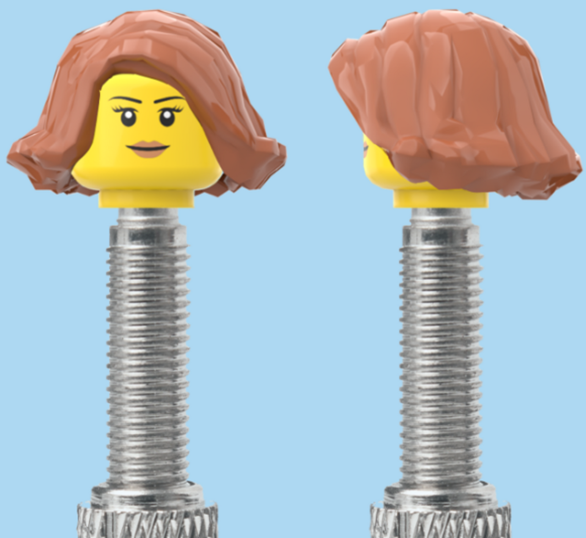 Simple Smile, Eyelashes & Lipstick | Brown Bob Cut Hairdo | FV | Brick Caps | Sold as Pair