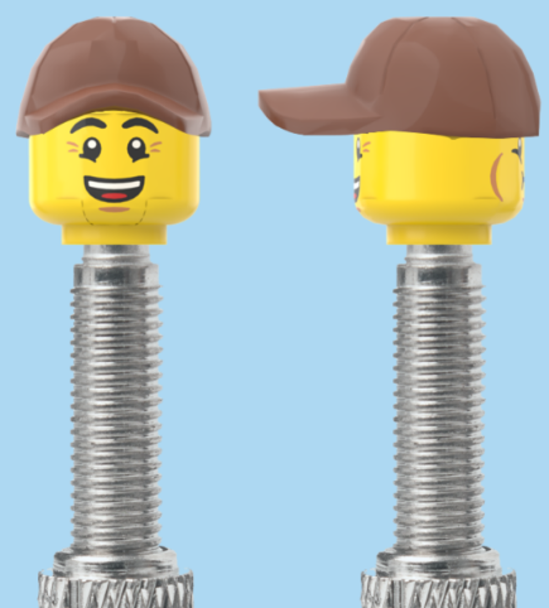 2 Faces | Bursting Cheeks Face | Wrinkle Eyes Face | Brown Cap | FV | Brick Caps | Sold as Pair