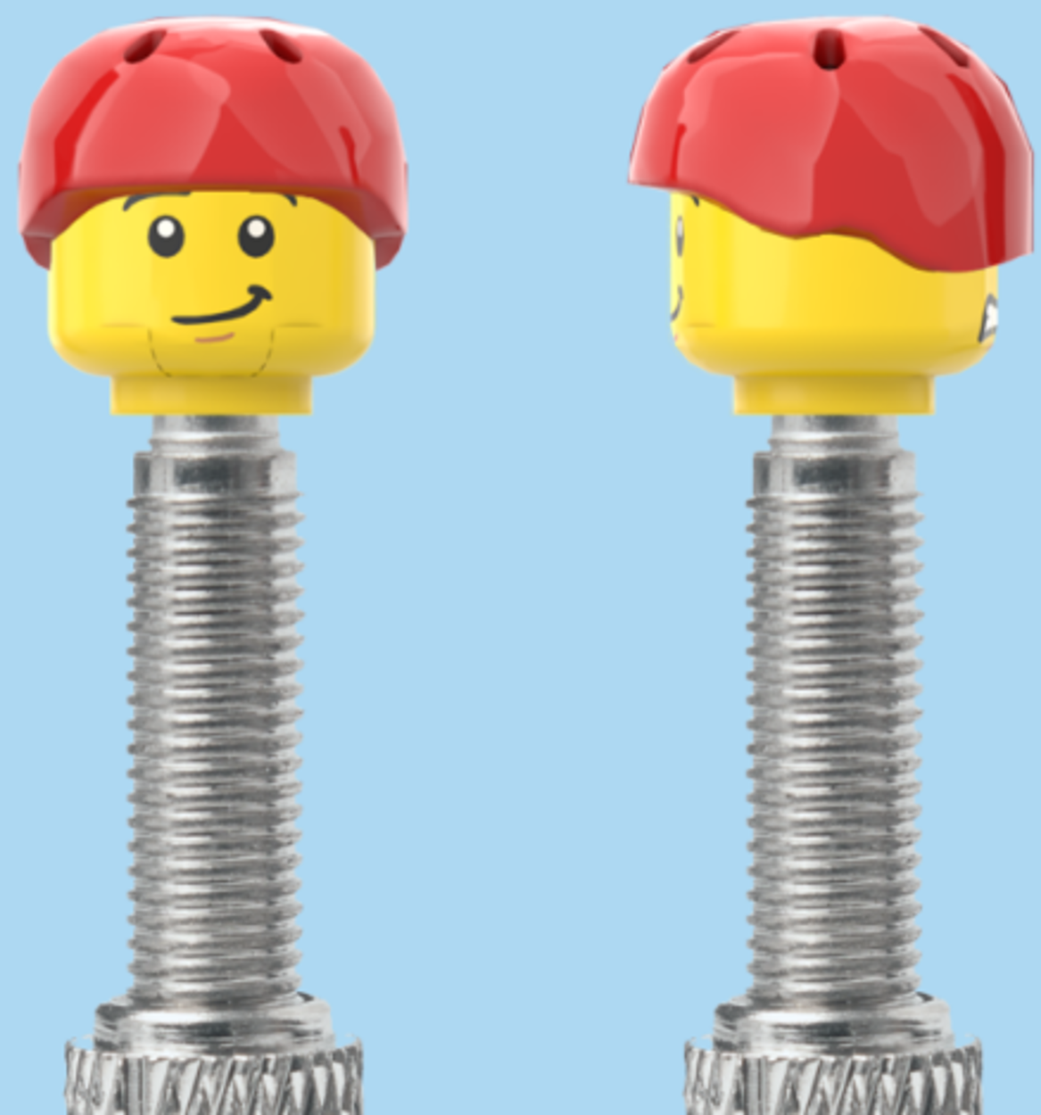 2 Faces | Worried Look Face | Half Smile Face | Red Helmet | FV | Brick Caps | Sold as Pair