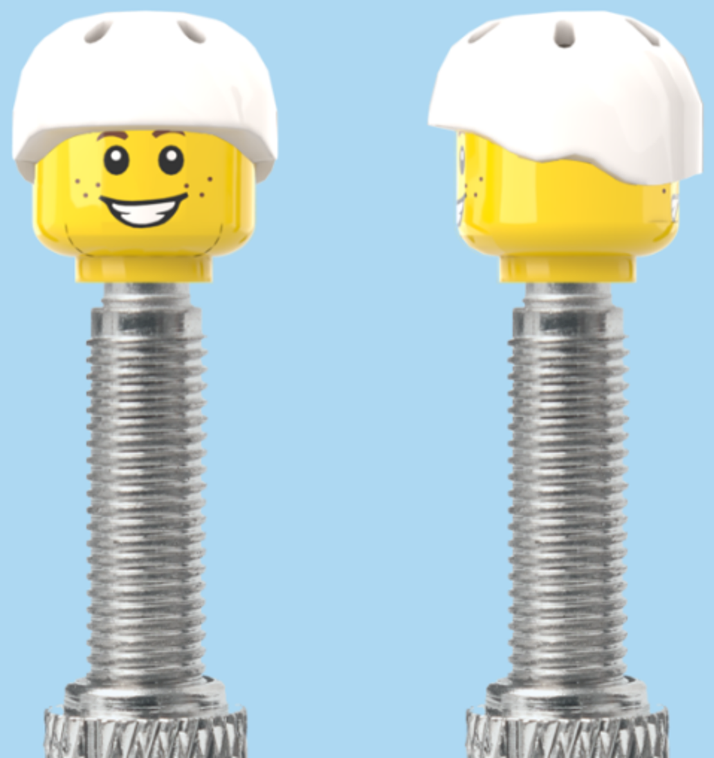 2 Faces with Freckles | Smile Face | Worried Look Face | Helmet White | FV | Brick Caps | Sold as Pair