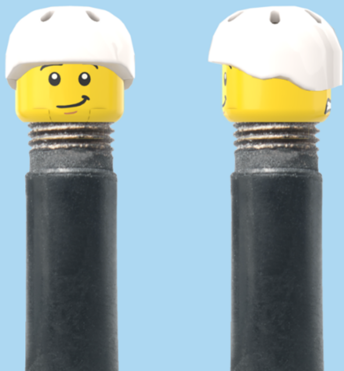 2 Faces | Worried Look Face | Half Smile Face | Helmet White | AV | Brick Caps | Sold as Pair