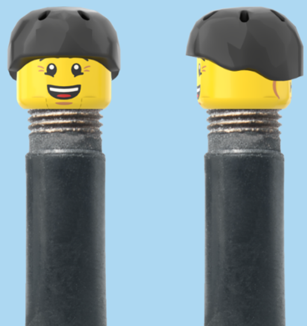 2 Faces | Bursting Cheeks Face | Wrinkle Eyes Face | Black Helmet | AV | Brick Caps | Sold as Pair