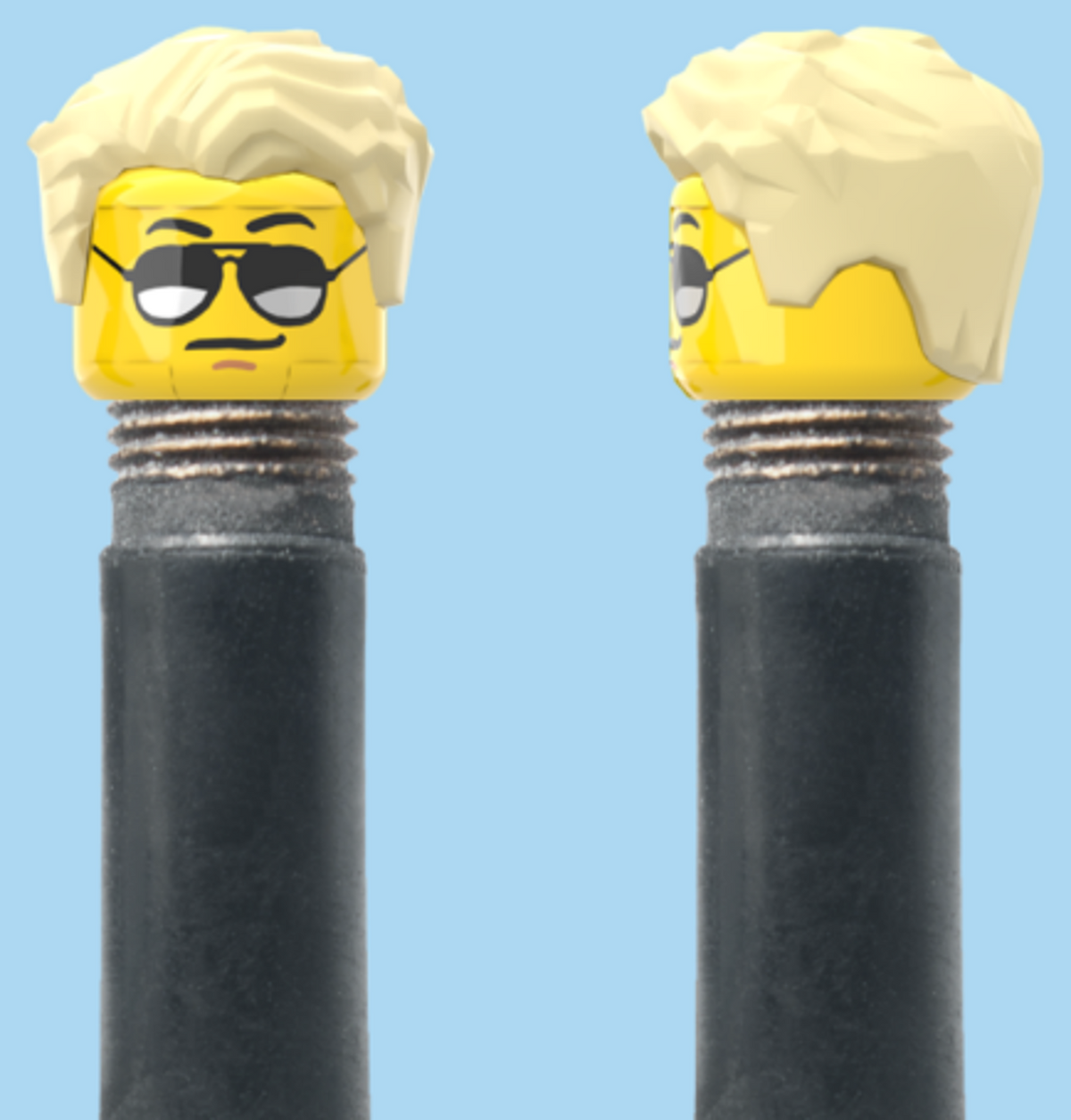 Moustache and Sunglasses | Styled Blonde Hairdo | AV | Brick Caps | Sold as Pair