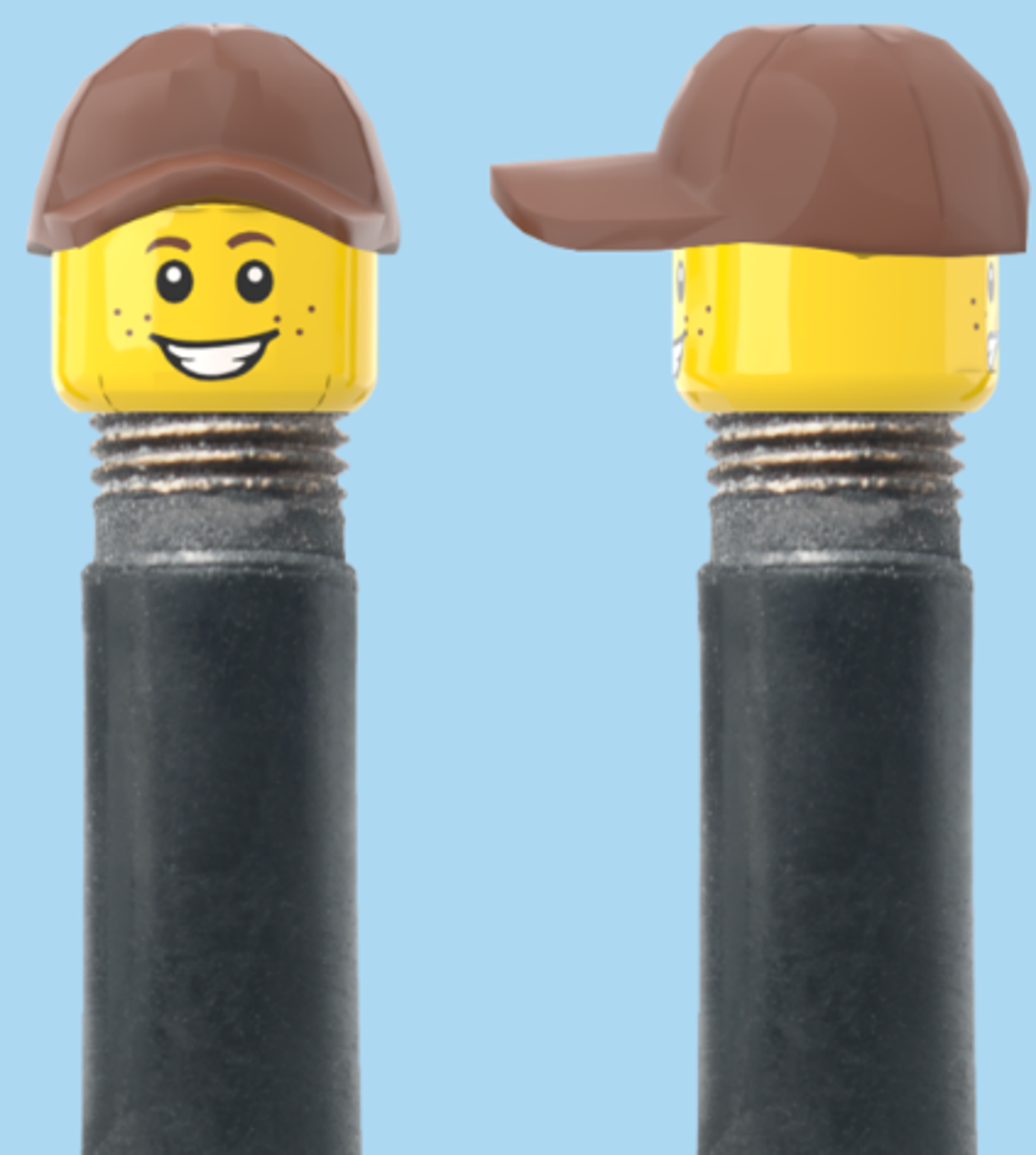 2 Faces with Freckles | Smile Face | Worried Look Face | Brown Cap | AV | Brick Caps | Sold as Pair