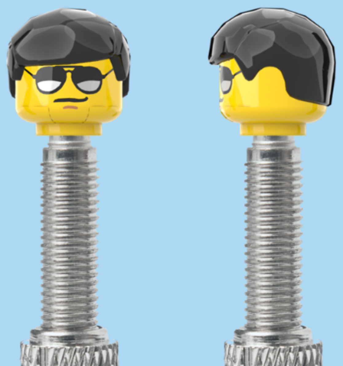 Moustache and Sunglasses | Smooth Black Hairdo | FV | Brick Caps | Sold as Pair
