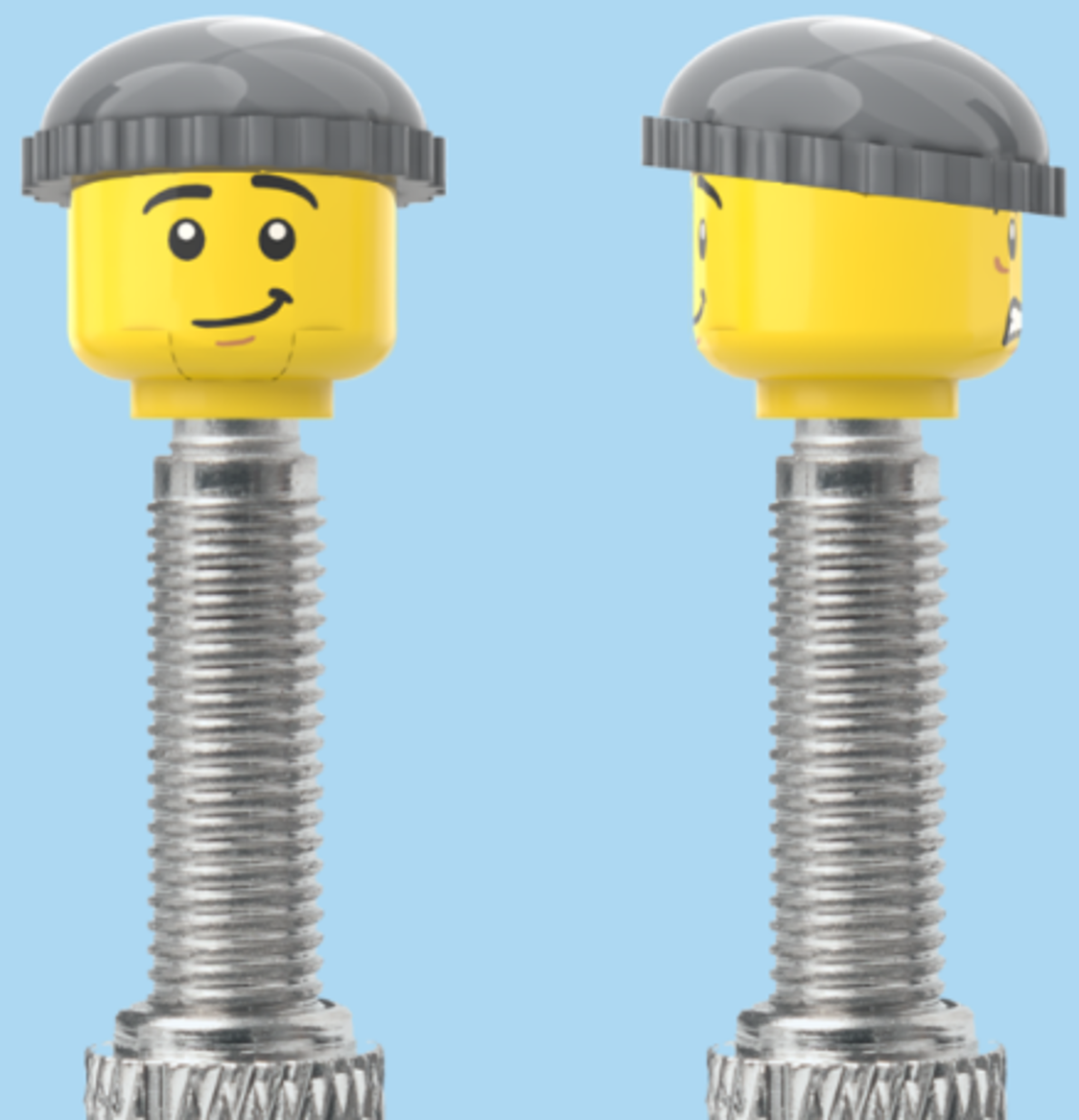 2 Faces | Worried Look Face | Half Smile Face | Grey Beanie | FV | Brick Caps | Sold as Pair