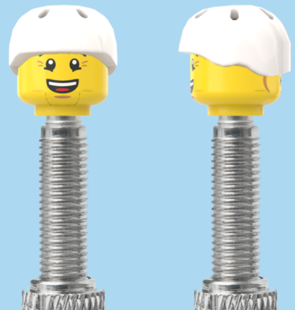 2 Faces | Bursting Cheeks Face | Wrinkle Eyes Face | Helmet White | FV | Brick Caps | Sold as Pair