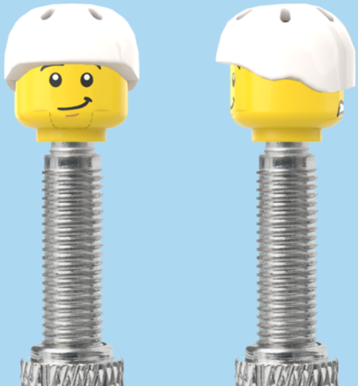 2 Faces | Worried Look Face | Half Smile Face | Helmet White | FV | Brick Caps | Sold as Pair