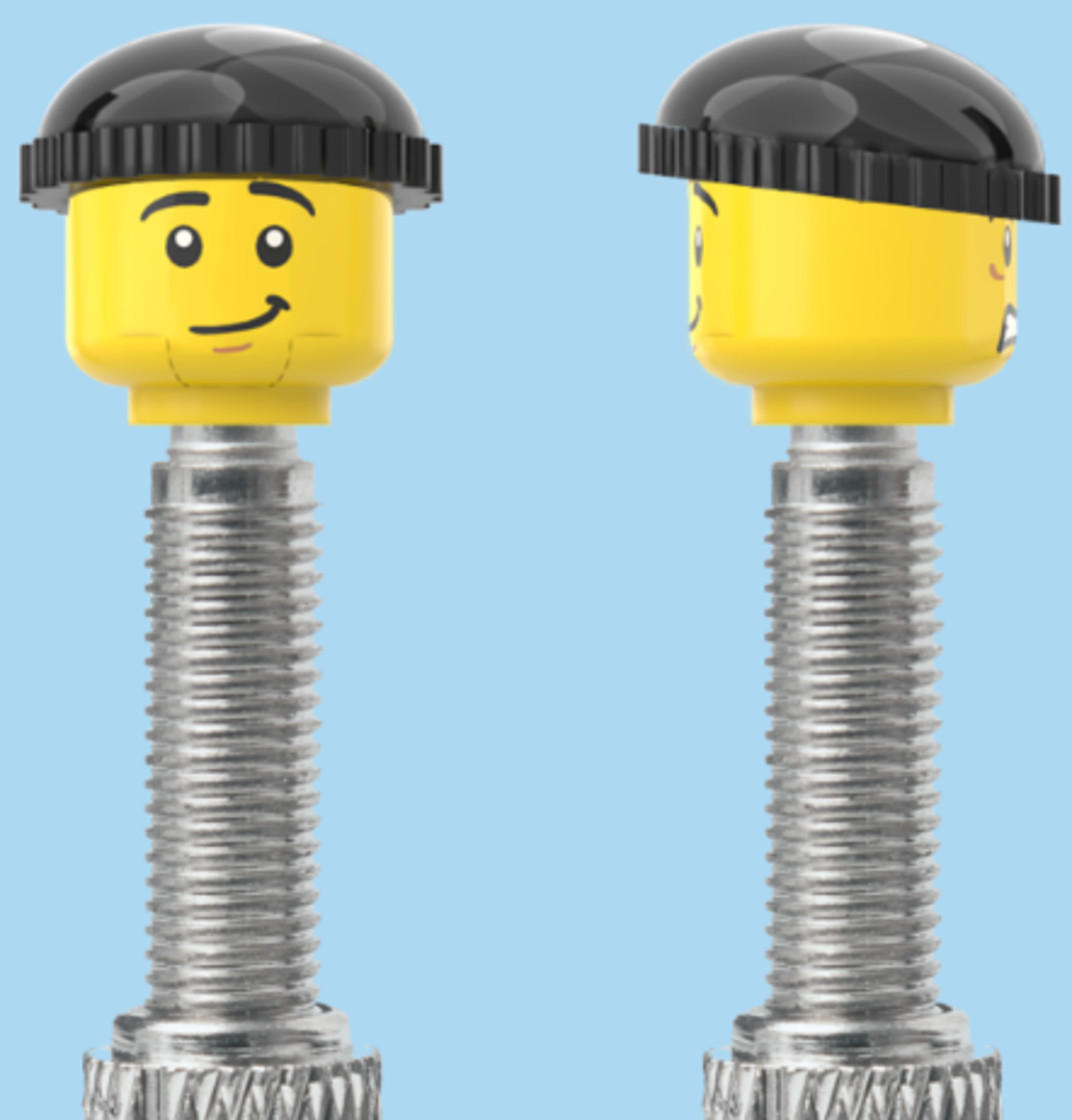 2 Faces | Worried Look Face | Half Smile Face | Black Beanie | FV | Brick Caps | Sold as Pair