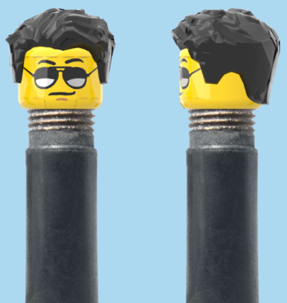 Moustache and Sunglasses | Styled Black Hairdo | AV | Brick Caps | Sold as Pair