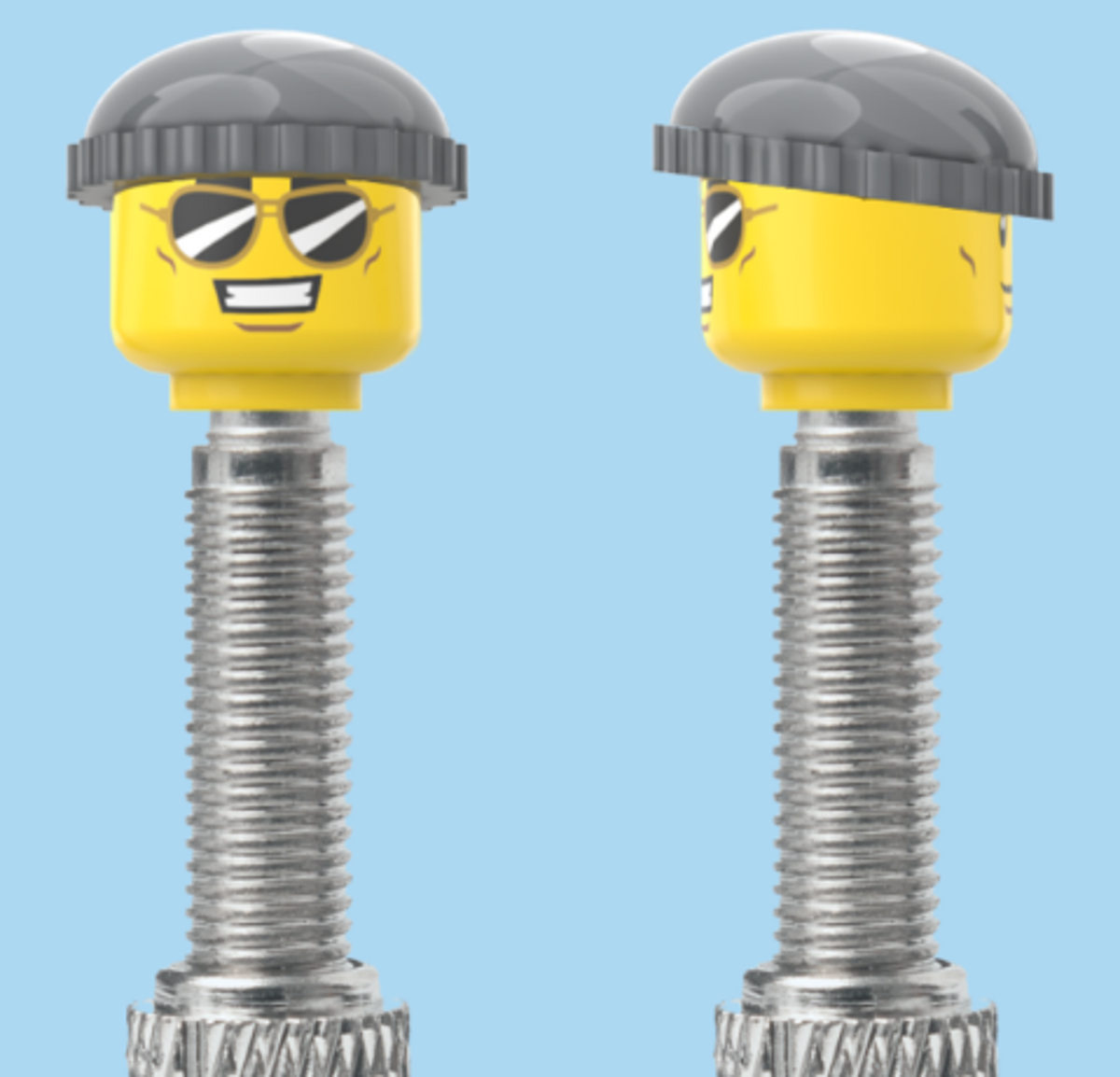 2 Faces | Sunglasses with Cheesy Smile | Normal Smile Face | Grey Beanie | FV | Brick Caps | Sold as Pair