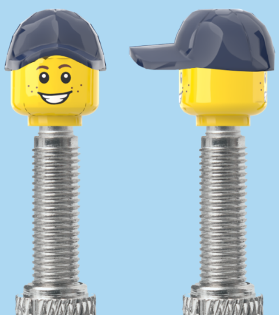 2 Faces with Freckles | Smile Face | Worried Look Face | Blue Cap | FV | Brick Caps | Sold as Pair