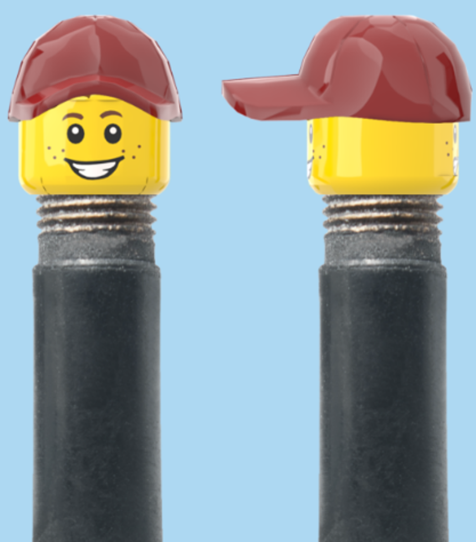 2 Faces with Freckles | Smile Face | Worried Look Face | Maroon Cap | AV | Brick Caps | Sold as Pair