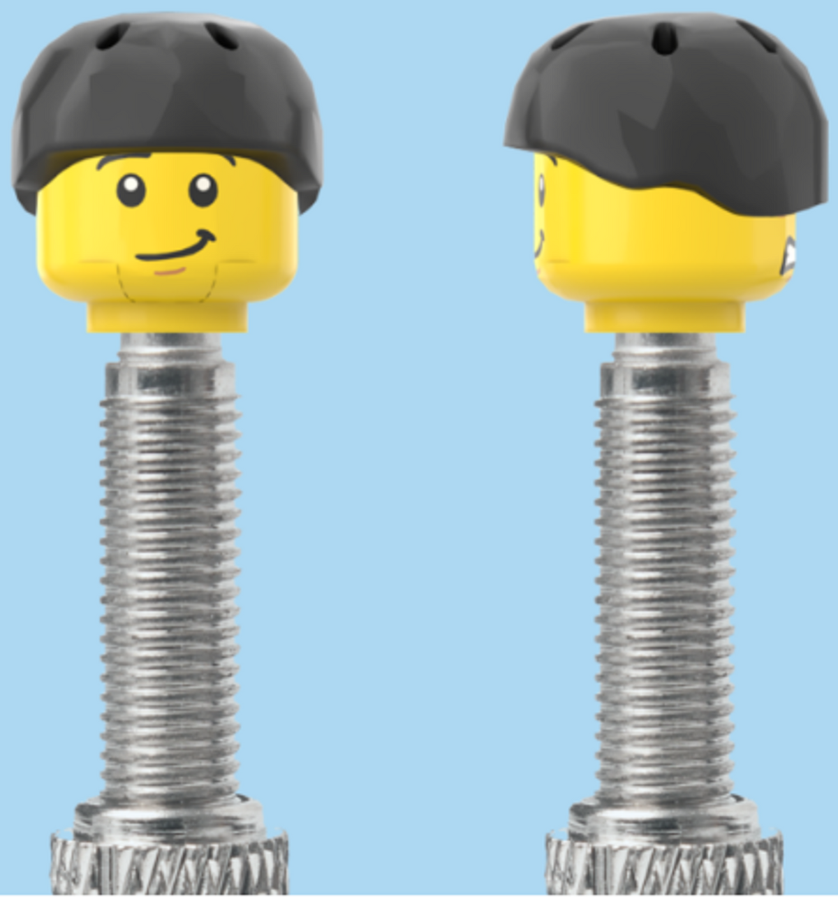 2 Faces | Worried Look Face | Half Smile Face | Black Helmet | FV | Brick Caps | Sold as Pair