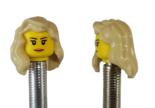 Simple Smile, Eyelashes & Lipstick | White Long Hairdo | FV | Brick Caps | Sold as Pair