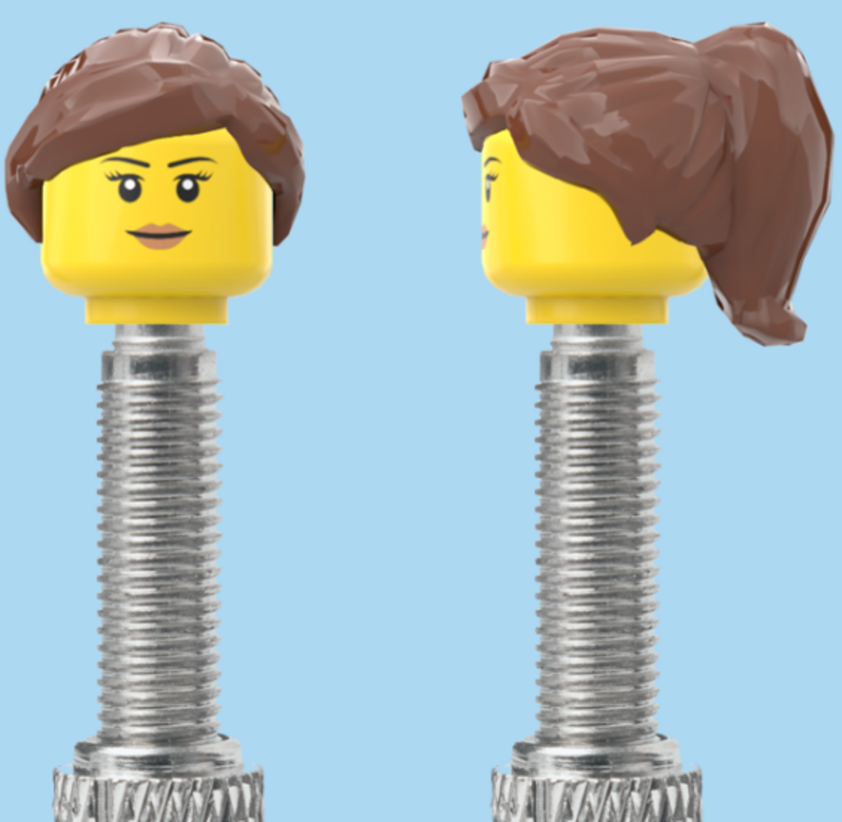 Simple Smile, Eyelashes & Lipstick | Brown Half Pony Hairdo | FV | Brick Caps | Sold as Pair