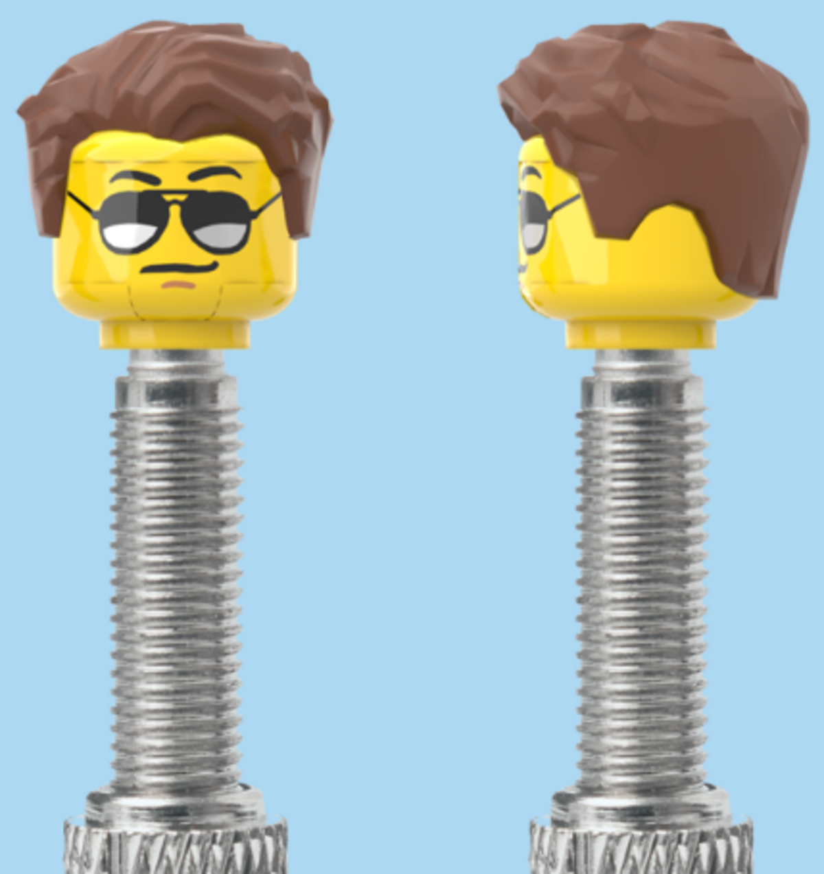 Moustache and Sunglasses | Styled Brown Hairdo | FV | Brick Caps | Sold as Pair