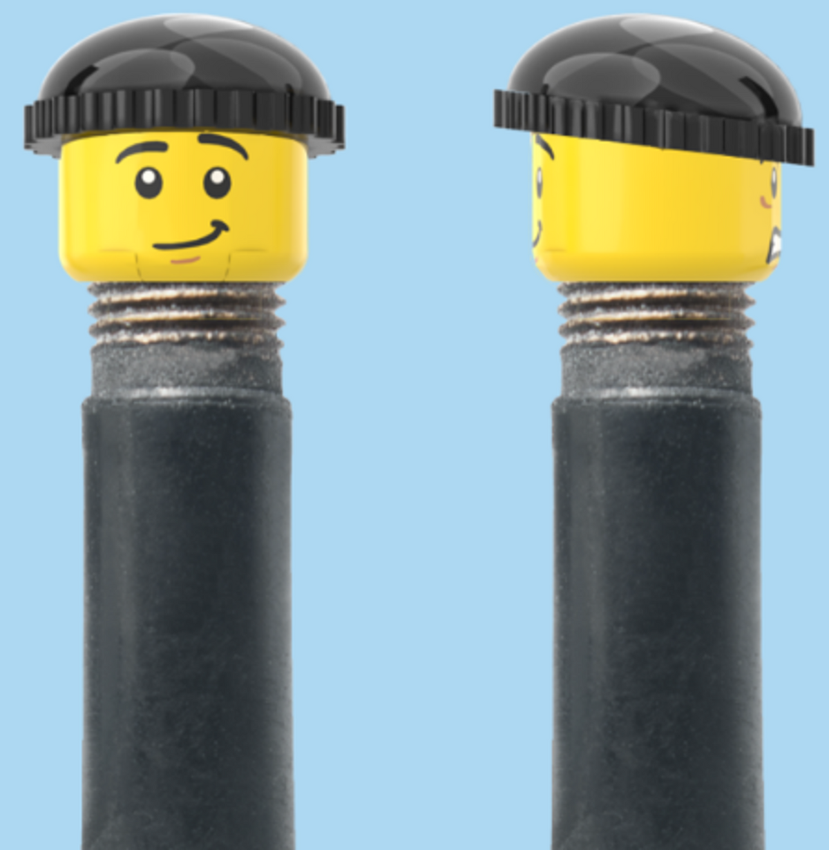 2 Faces | Worried Look Face | Half Smile Face | Black Beanie | AV | Brick Caps | Sold as Pair